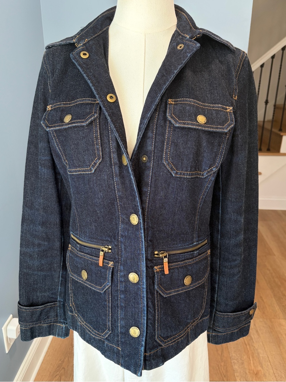 Ralph Lauren LRL Denim Utility Field Jacket Dark Wash Size Small